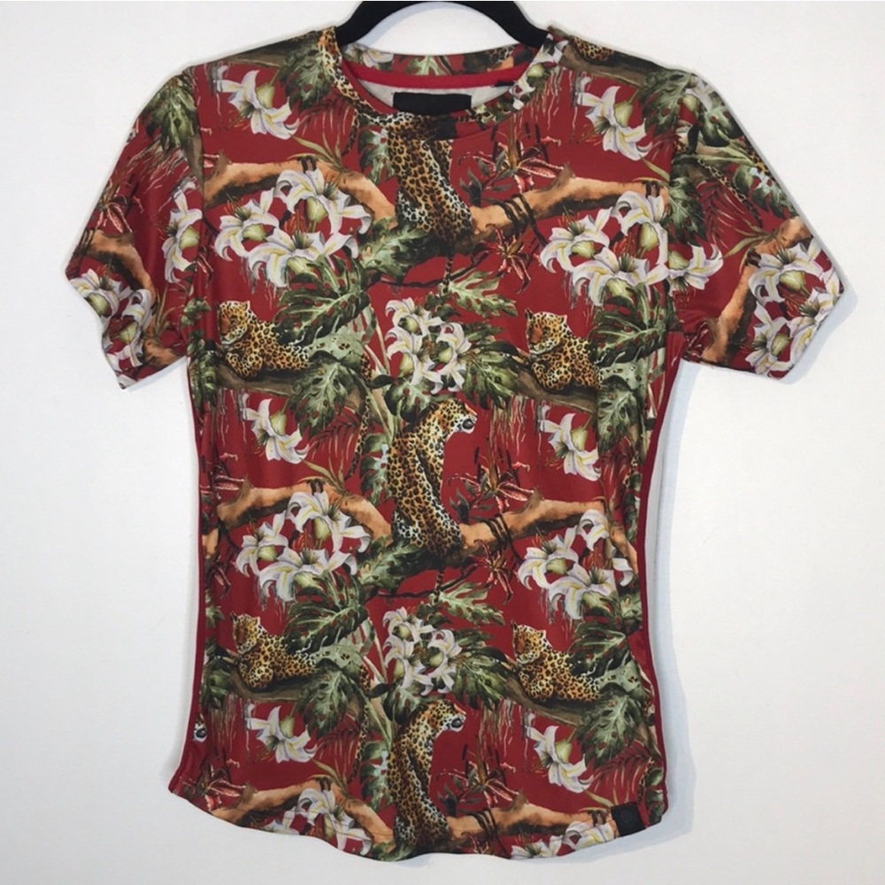 Soulstar England leopard flower stripes print tee